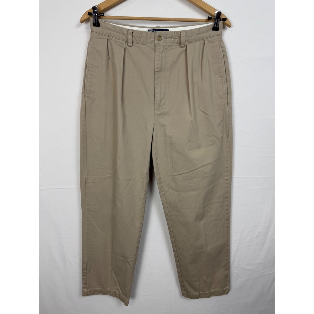 Polo Ralph Lauren Mens 100% Cotton Andrew Pant 33/30 Khaki Pleated Chino